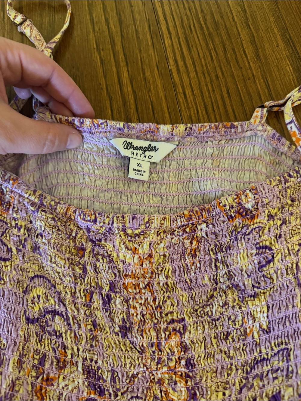 Wrangler Retro Purple Lilac maxi Smocked Tank dress with Orange Accents size xl
